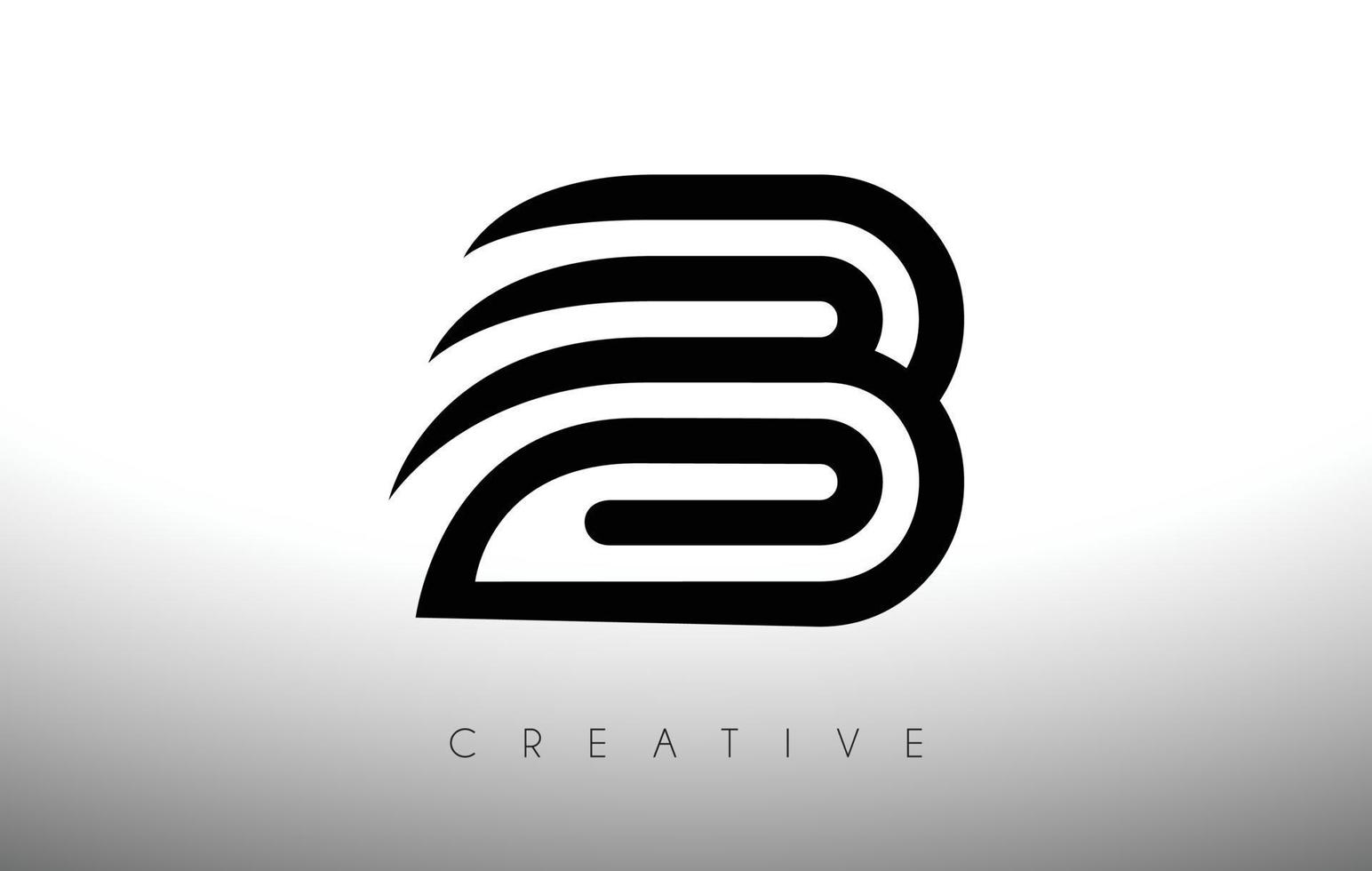 logotipo de letra b con líneas creativas swoosh y vector de aspecto de monograma