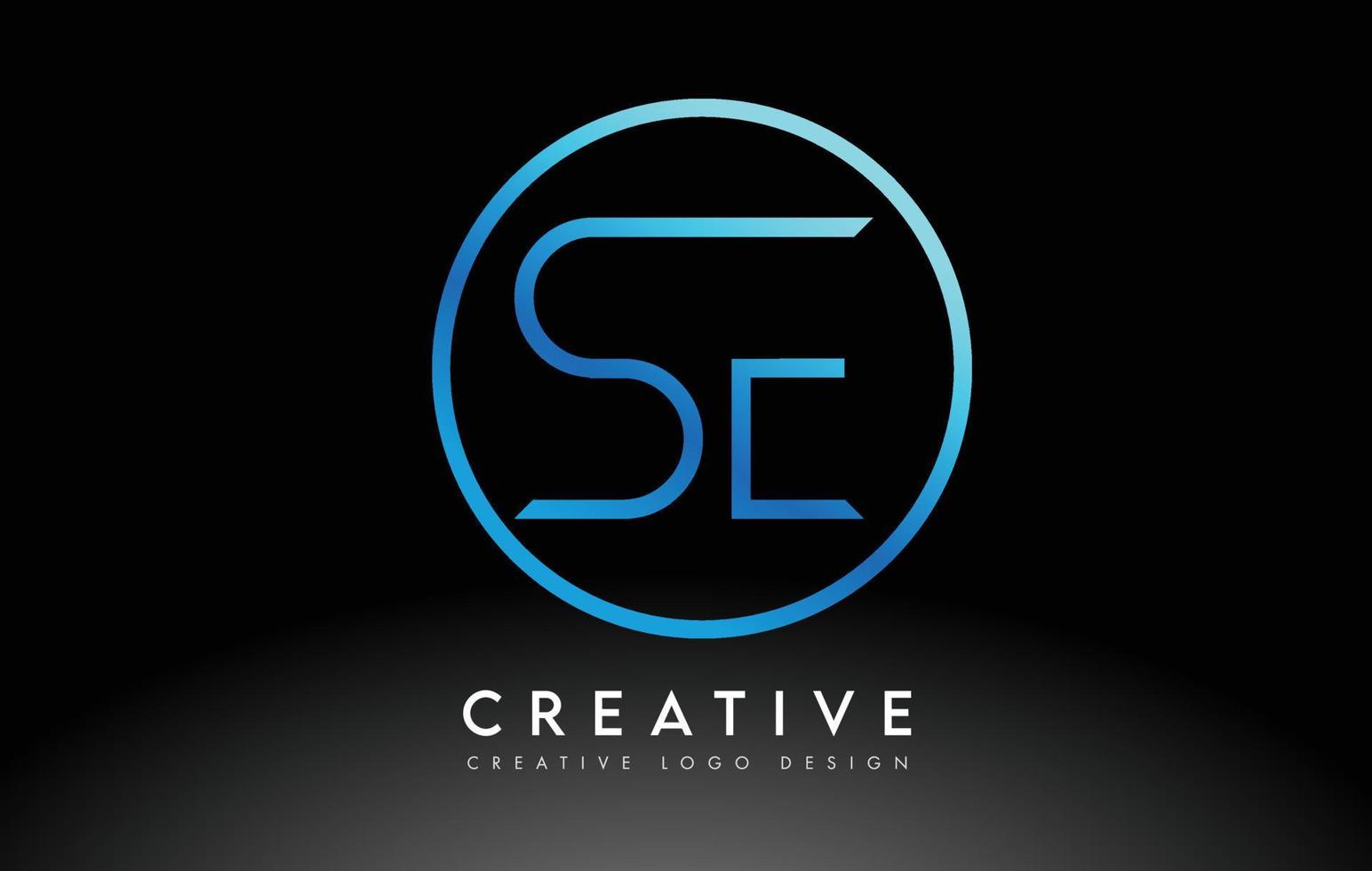 Neon Blue SE Letters Logo Design Slim. Creative Simple Clean Letter Concept. vector