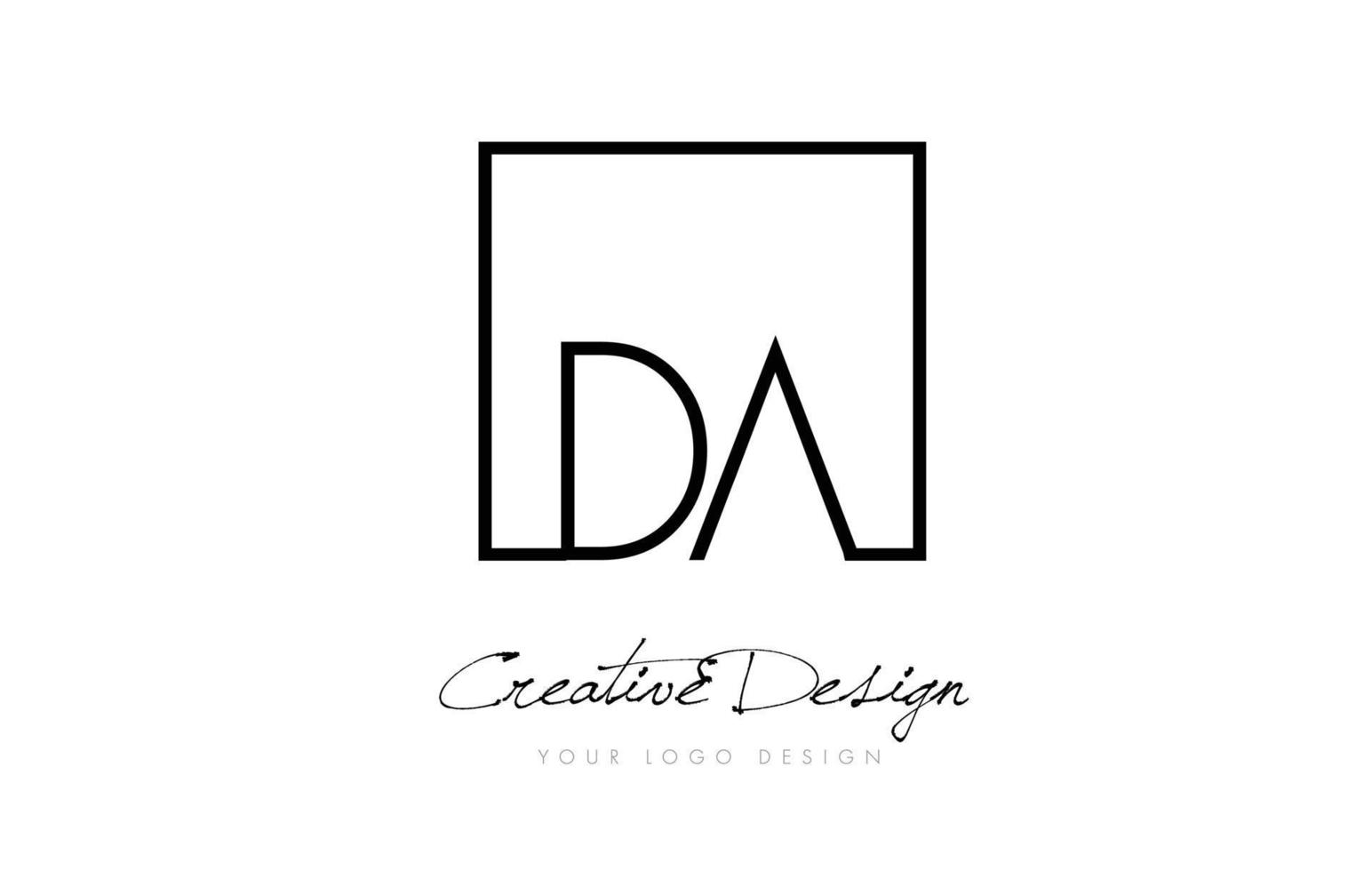 DA Square Frame Letter Logo Design with Black and White Colors. vector