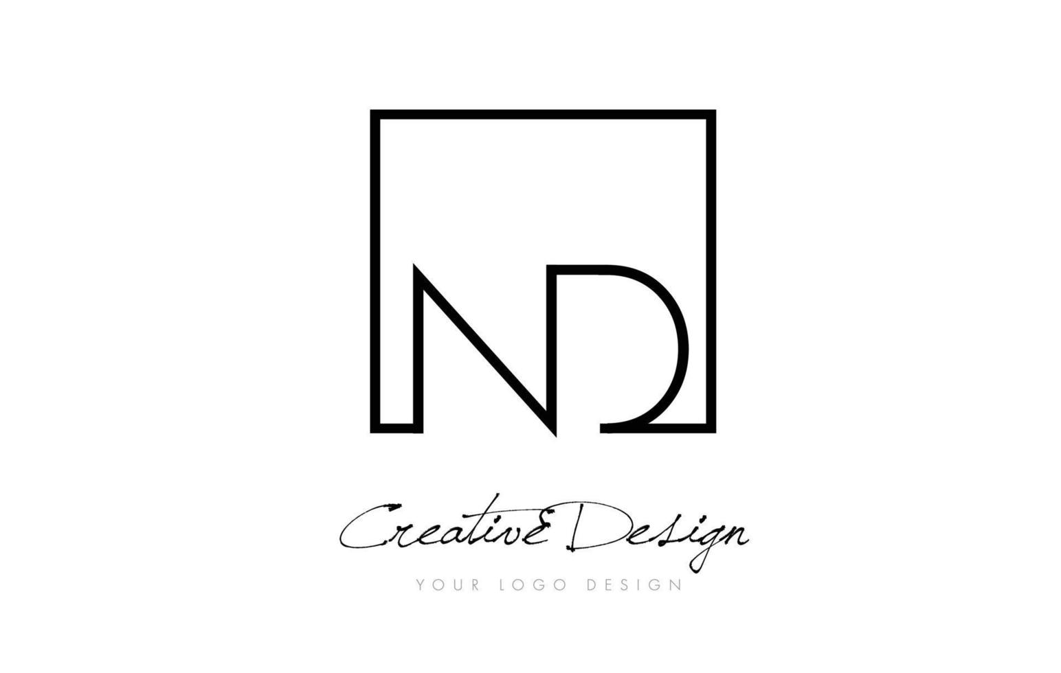 ND Square Frame Letter Logo Design with Black and White Colors. vector