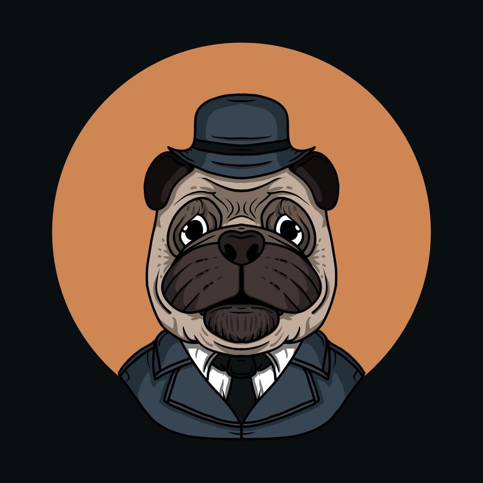 Cute Mr Pug Vector Illustration