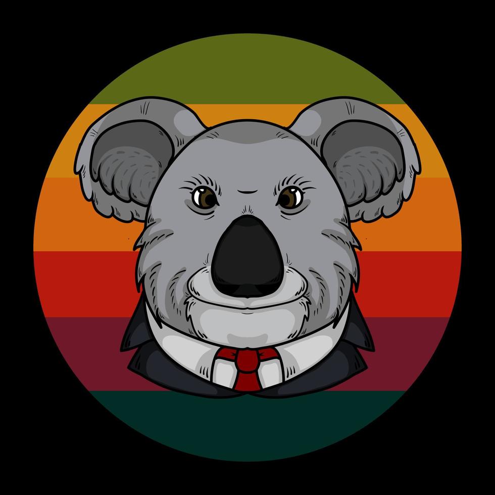 ilustración de vector de koala fresco retro