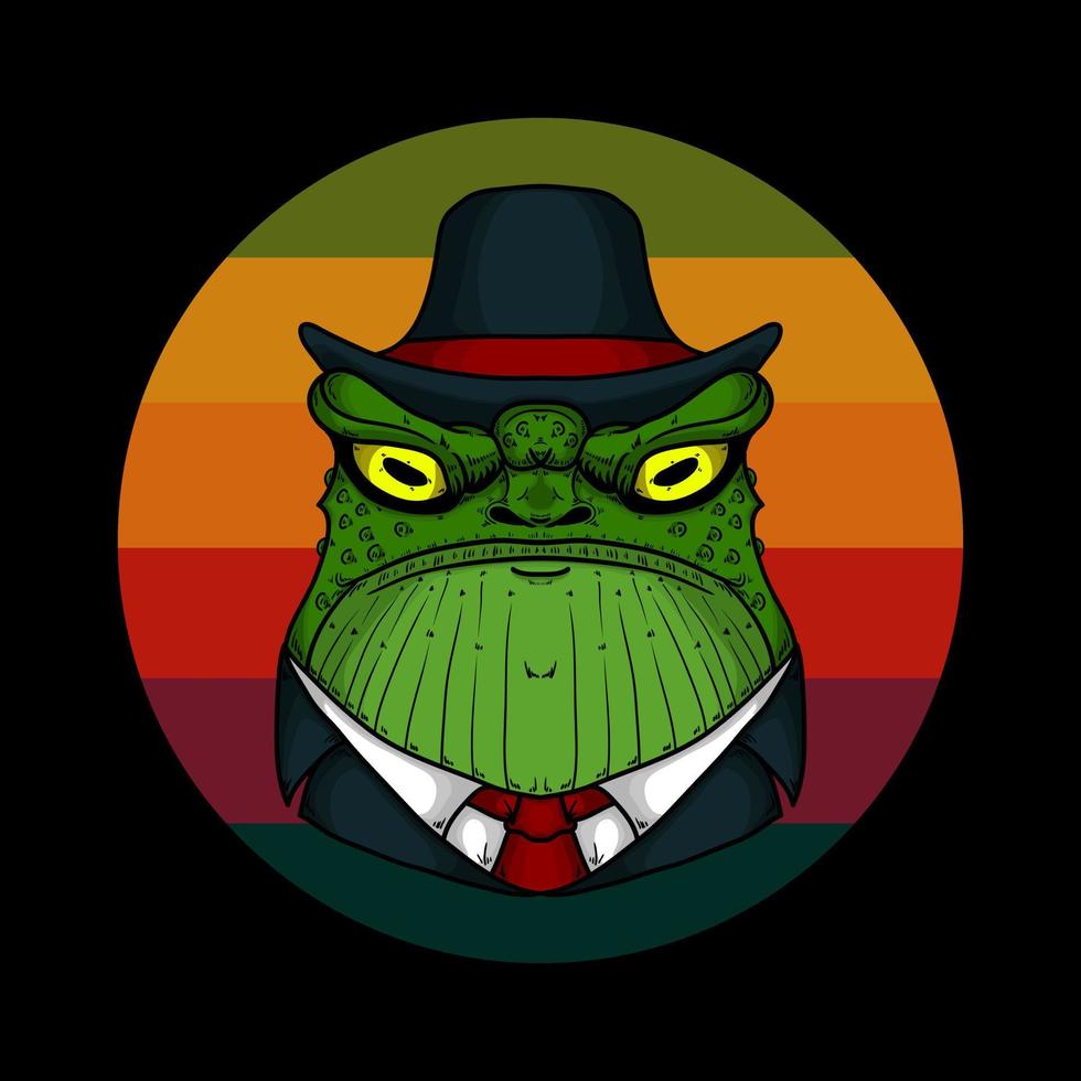 Retro Mafia Frog Vector Illustration