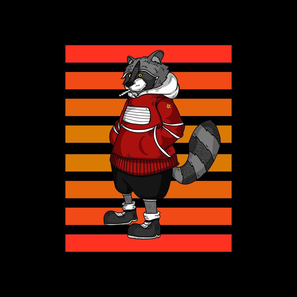 Cool Retro Raccoon Vector Illustration