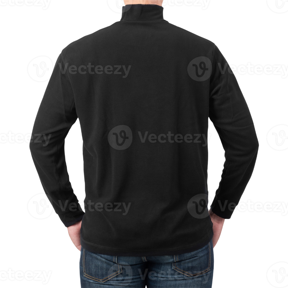 Man in black long sleeve T shirt mockup cutout, Png file