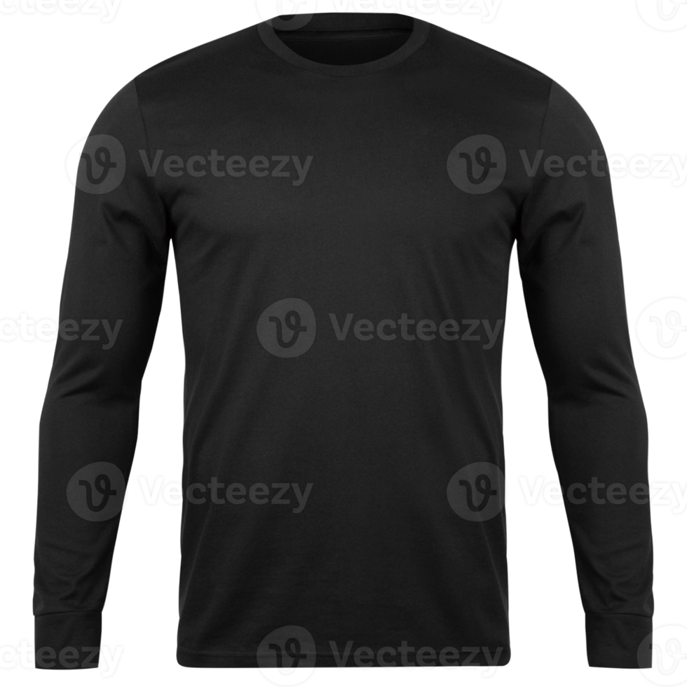 Black long sleeve T shirt mockup cutout, Png file