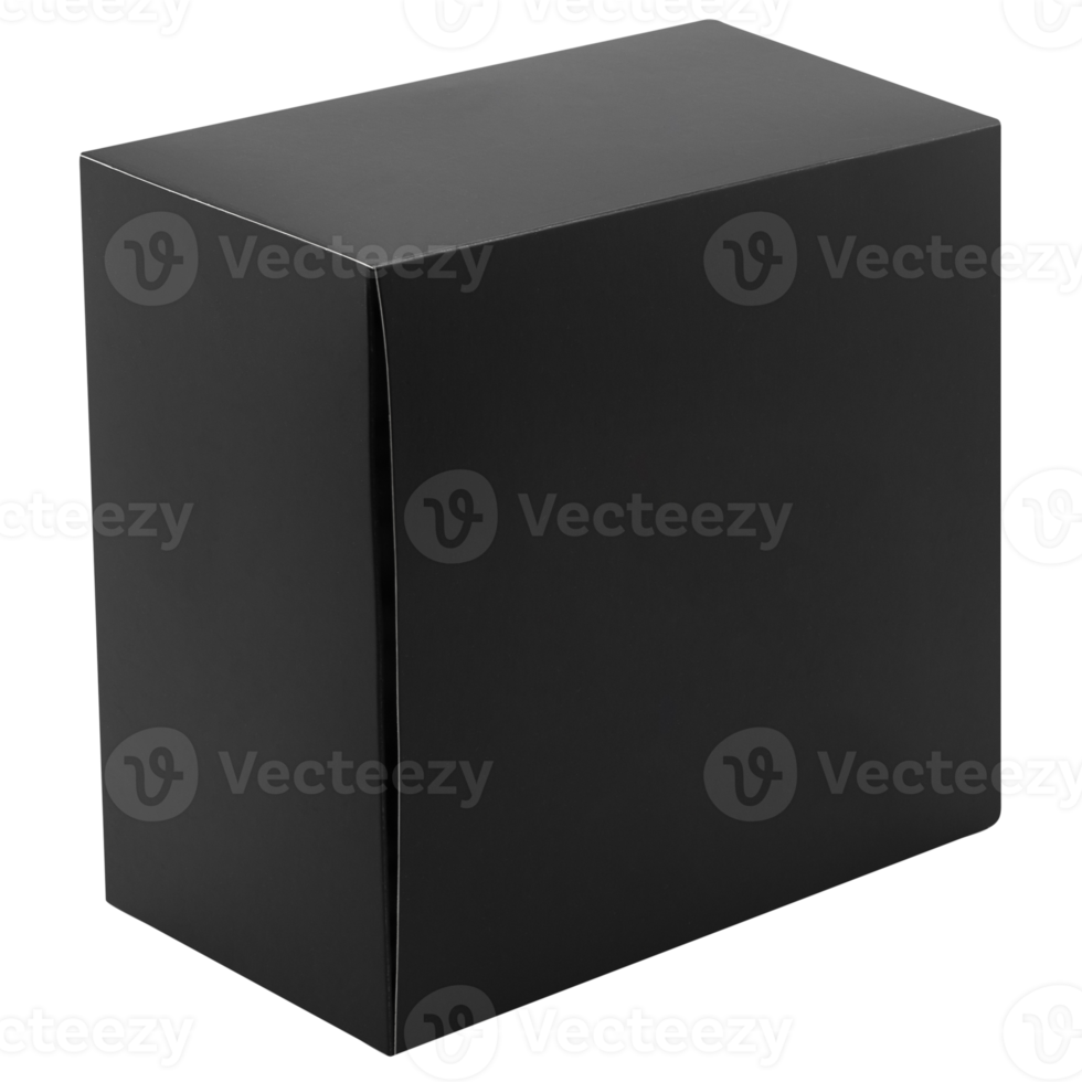 Black packaging box mockup cutout, Png file