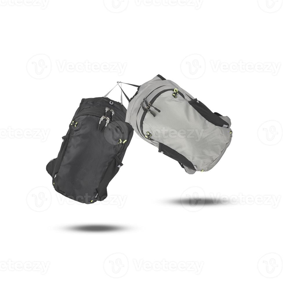 Travel bags backpack cloth bag  shadow overlay isolated on background with cut out photo