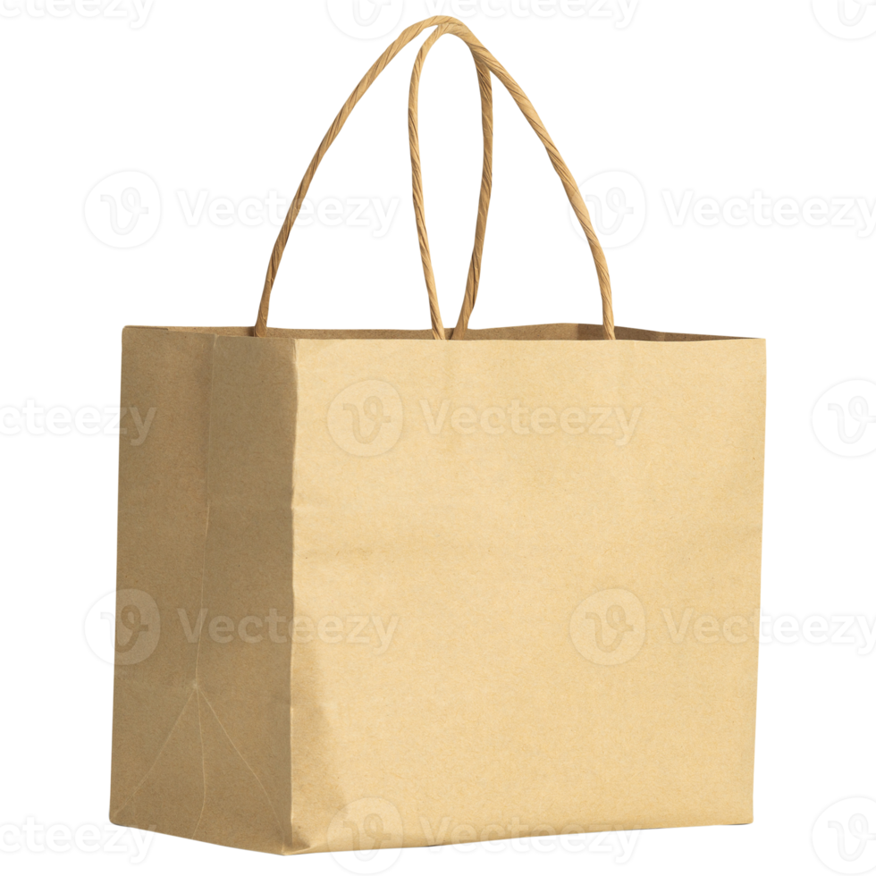 Cardboard shopping bag mockup cutout, Png file