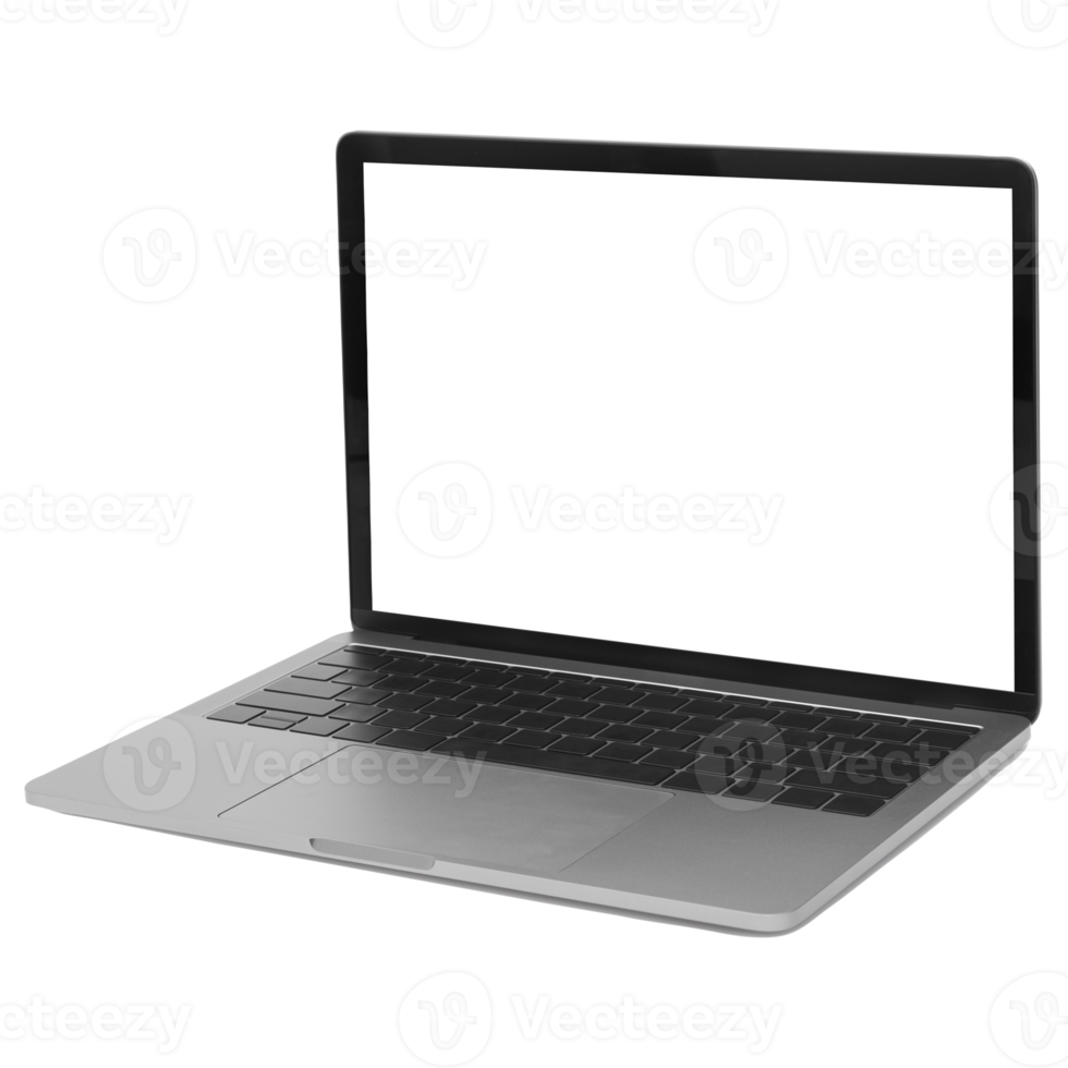 Laptop computer mockup cutout, Png file