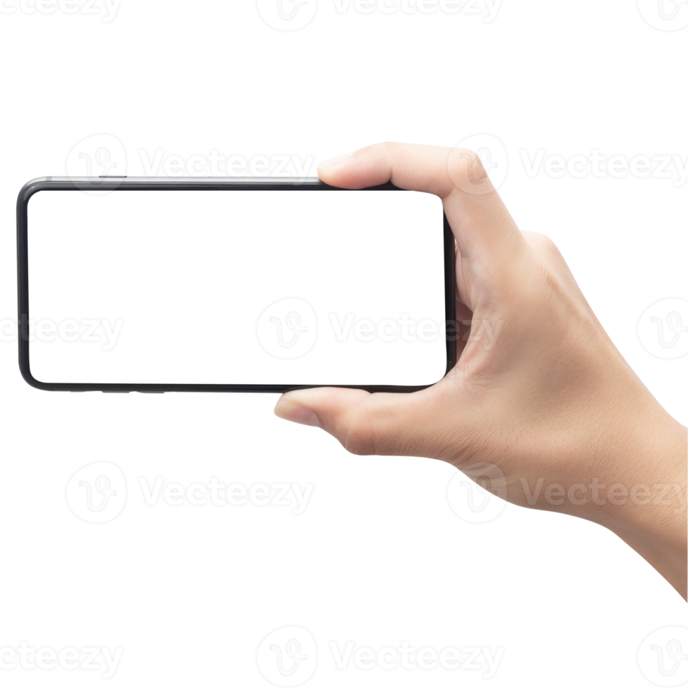 hand met telefoon mockup-uitsparing, png-bestand png