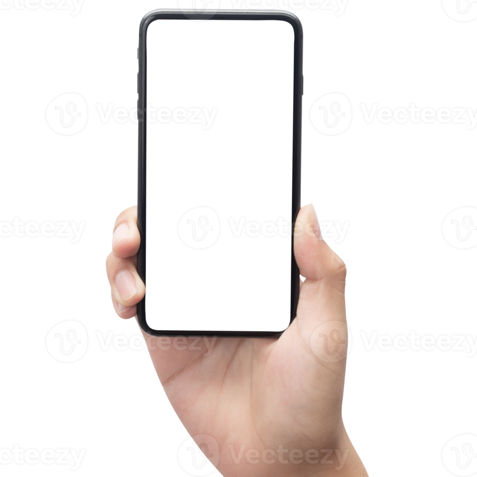 hand met telefoon mockup-uitsparing, png-bestand png