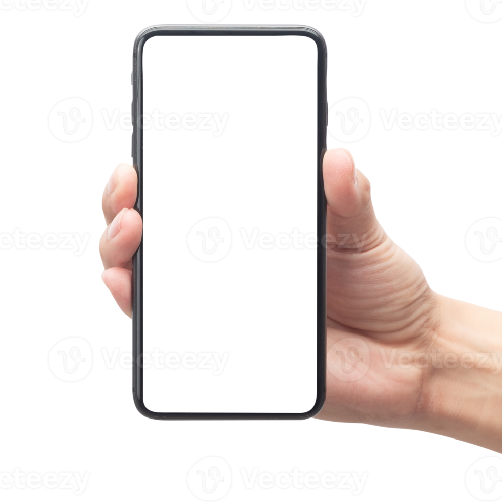 hand met telefoon mockup-uitsparing, png-bestand png