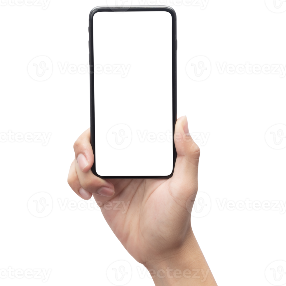 hand met telefoon mockup-uitsparing, png-bestand png