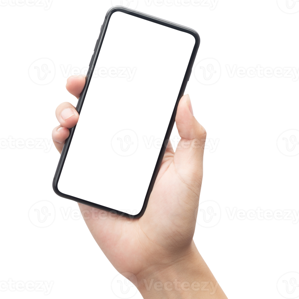 hand met telefoon mockup-uitsparing, png-bestand png