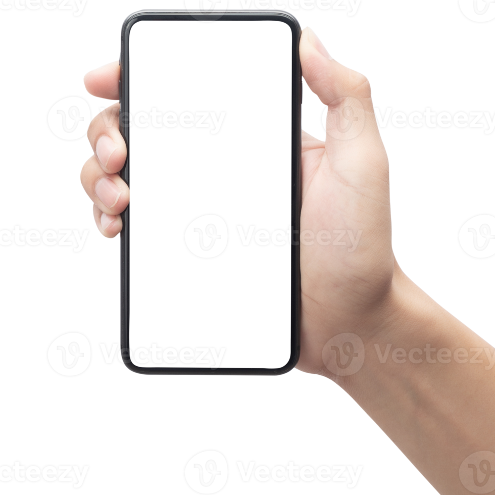 hand met telefoon mockup-uitsparing, png-bestand png