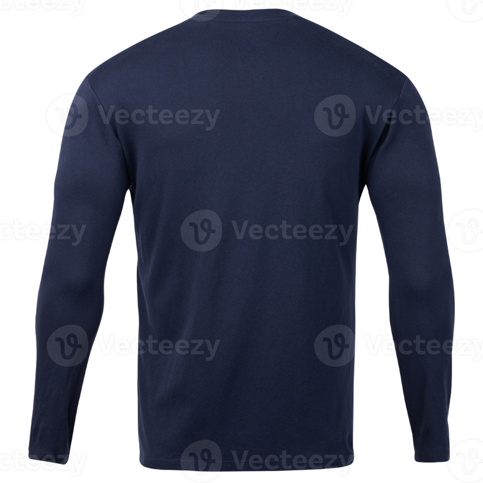 Dark blue long sleeve T shirt mockup cutout, Png file