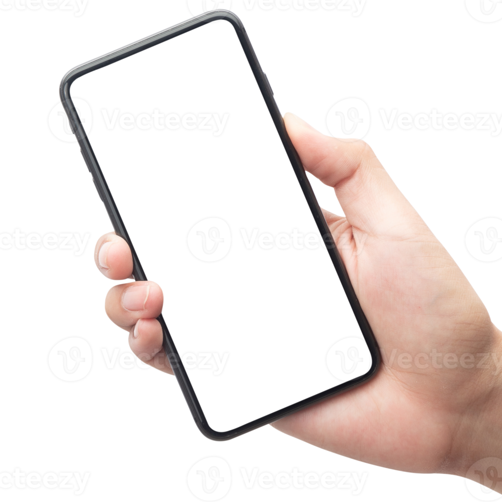 hand met telefoon mockup-uitsparing, png-bestand png