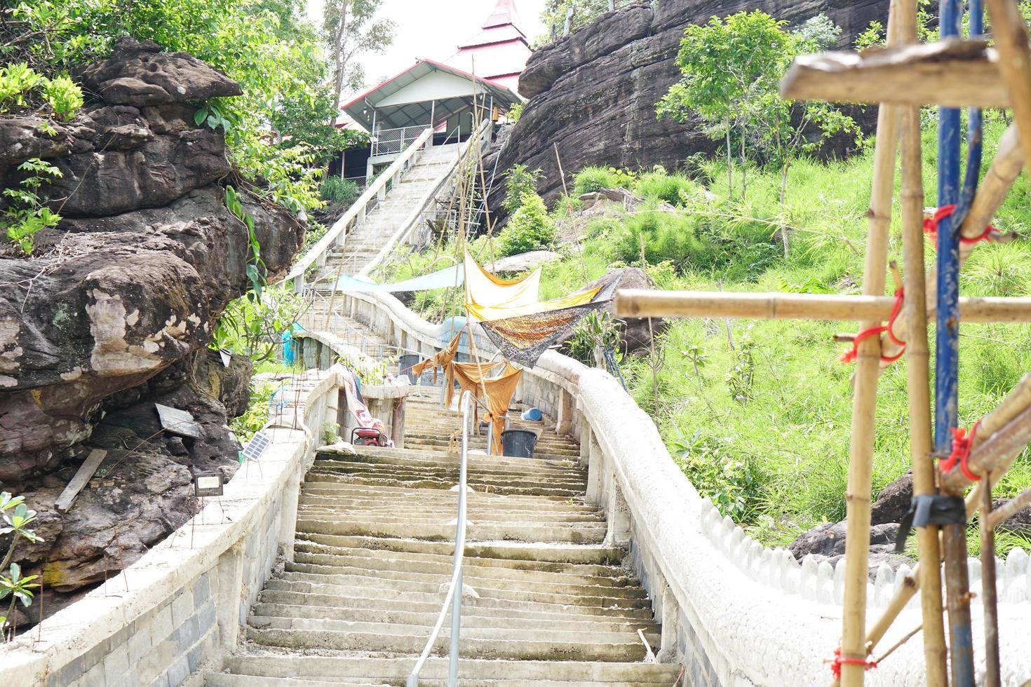 stairs that were being built up to the temple on the mountain. photo