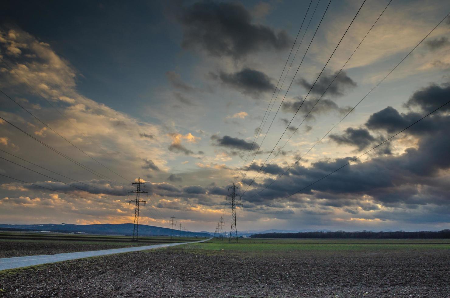 electricity pylons and line photo