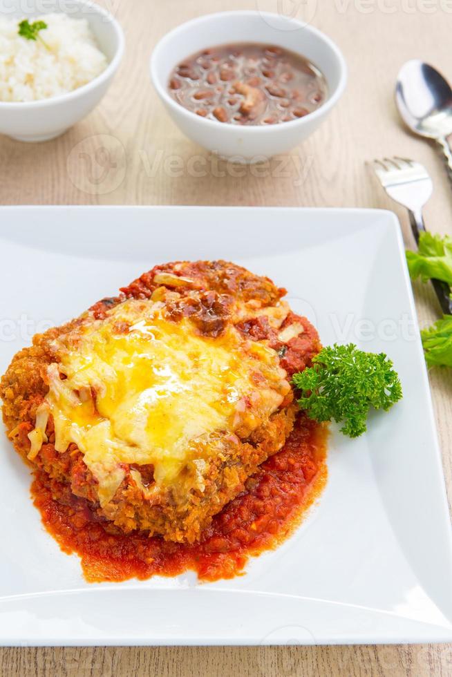 Fried chicken with cheese photo