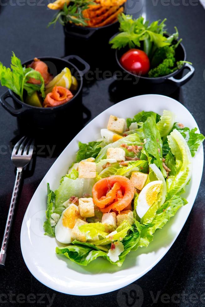 Mixed salad salmon photo