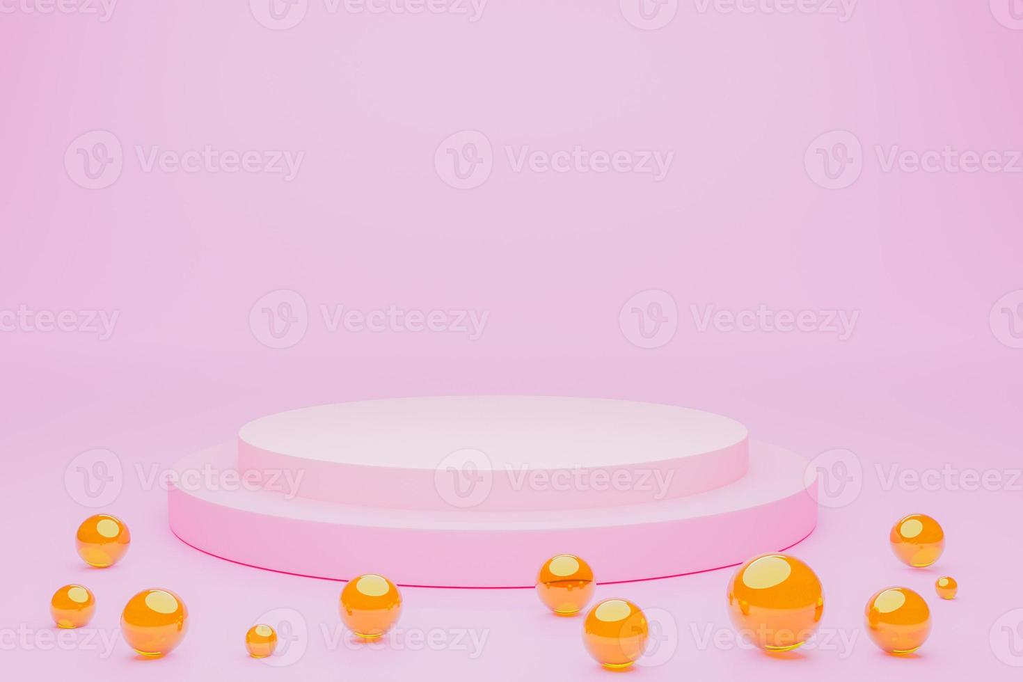 Mock-up Display Product Podium, 3D rendering. Abstract scene background. Cylinder podium on pink background. Product presentation, mock up, show cosmetic product, Podium, stage pedestal or platform photo