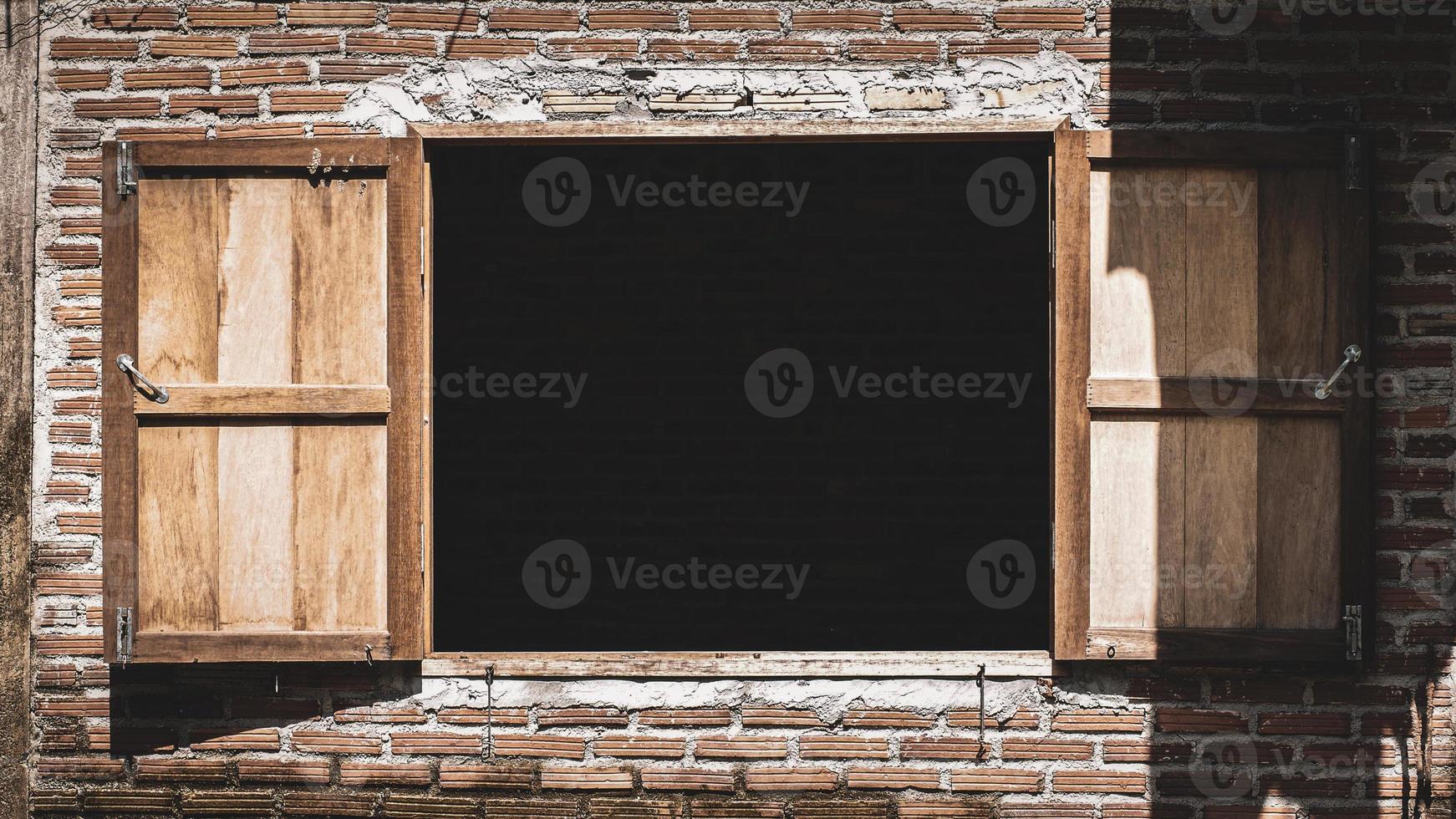 Window of an old abandoned house. Scary. Scary place concept. photo