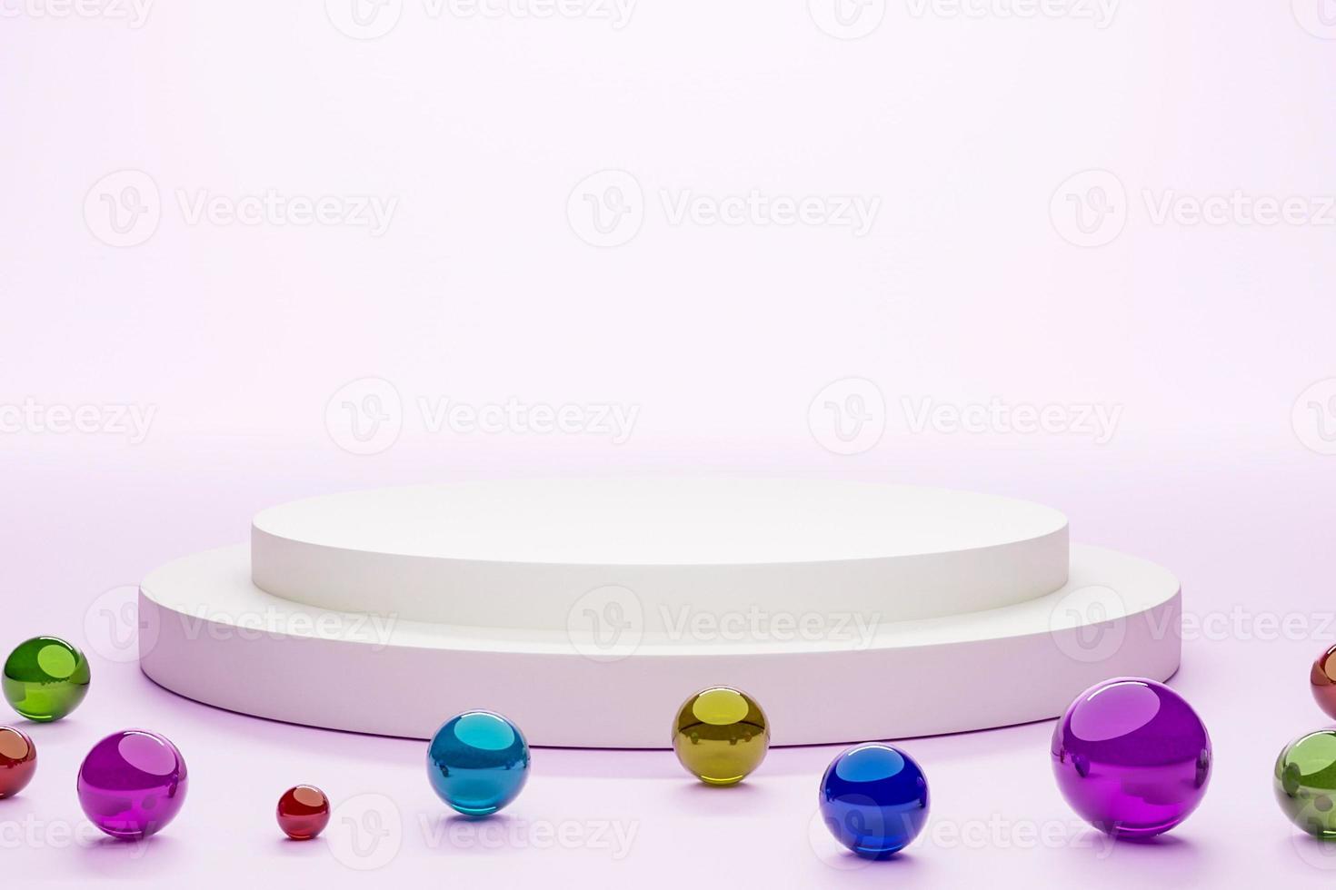 Mock-up Display Product Podium, 3D rendering. Abstract scene background. Cylinder podium on pink background. Product presentation, mock up, show cosmetic product, Podium, stage pedestal or platform photo