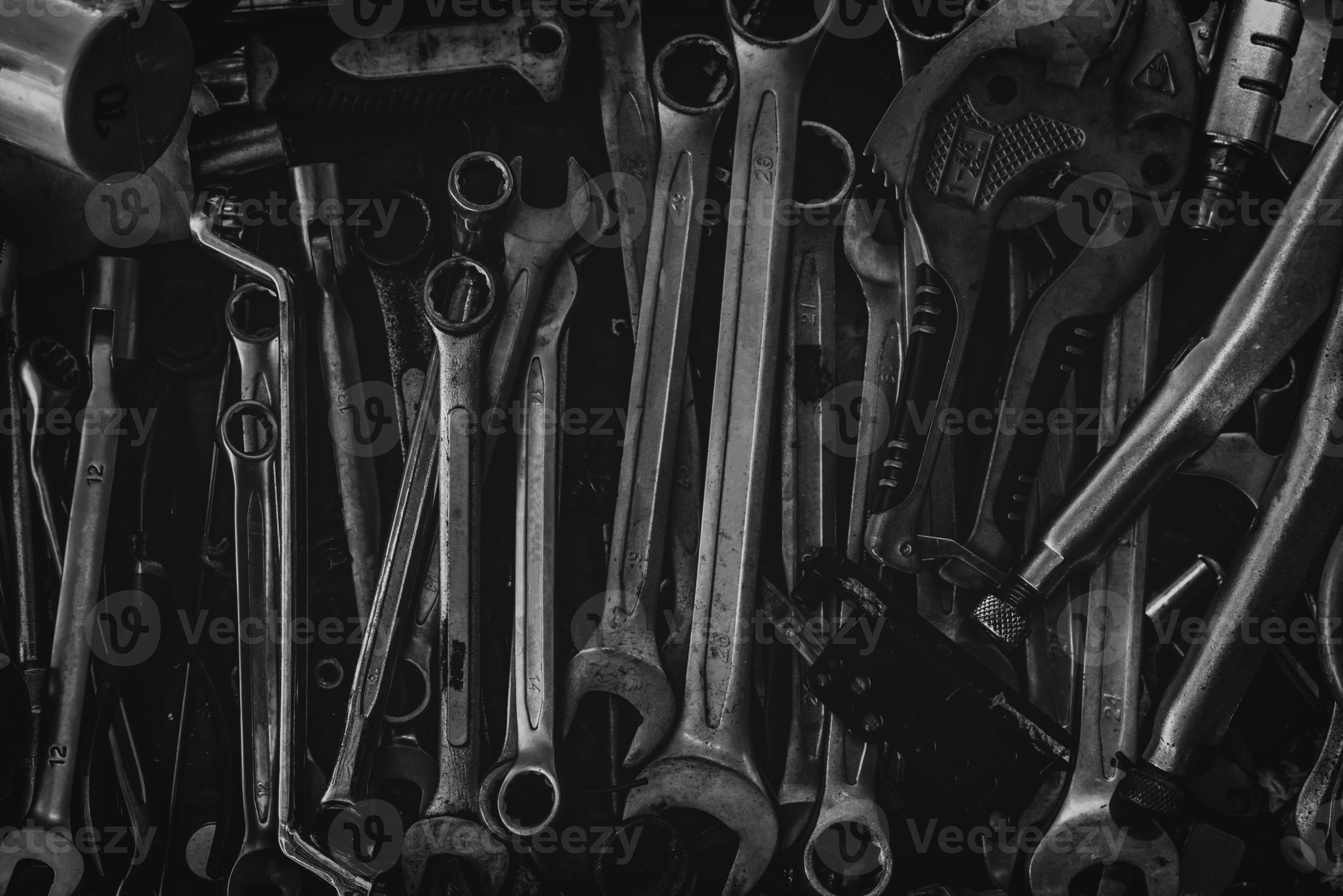 Four Wrenches, Auto Mechanic Tools on Brown Stock Photo - Image of copy,  repair: 192955292