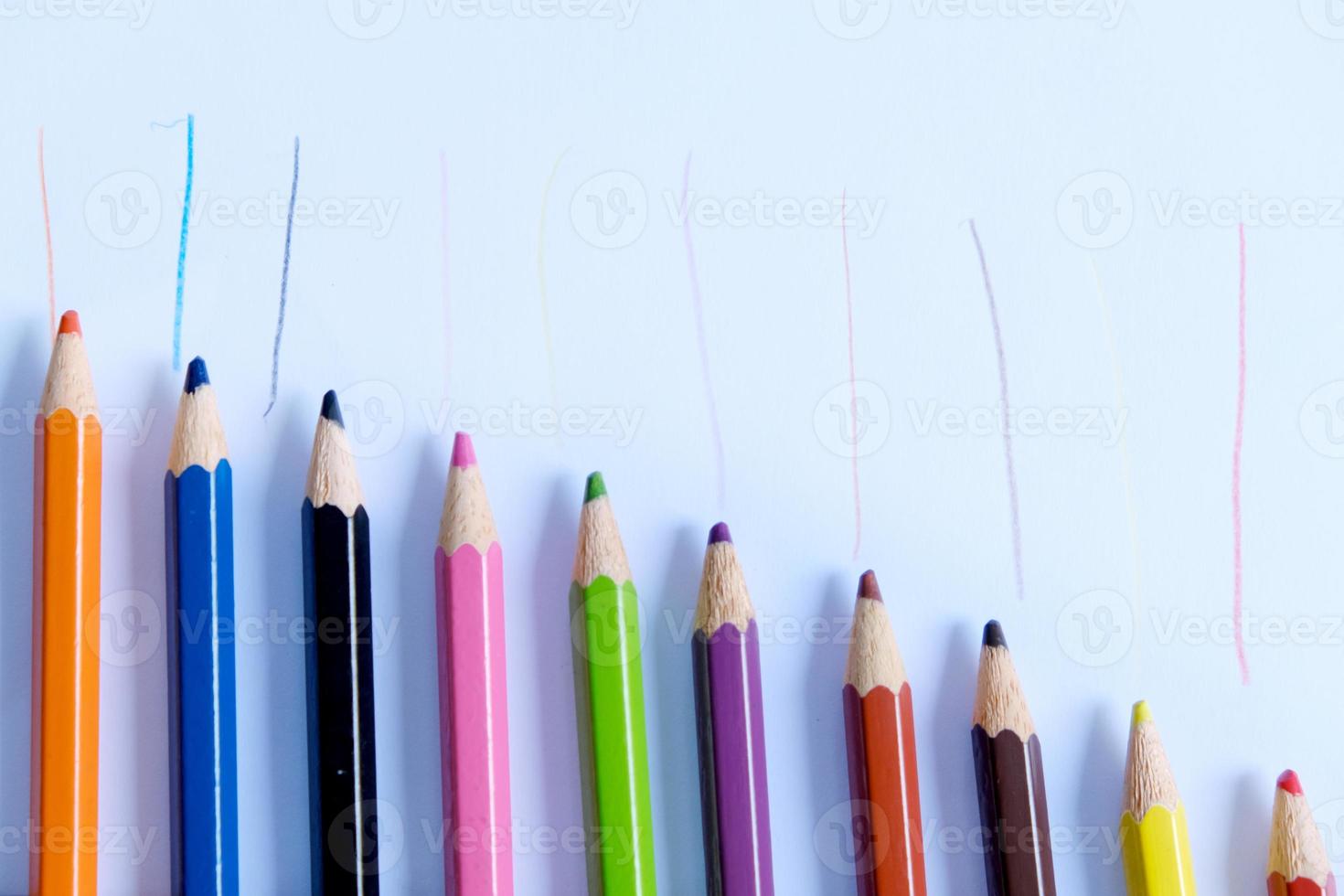 color pencils isolated on white background photo