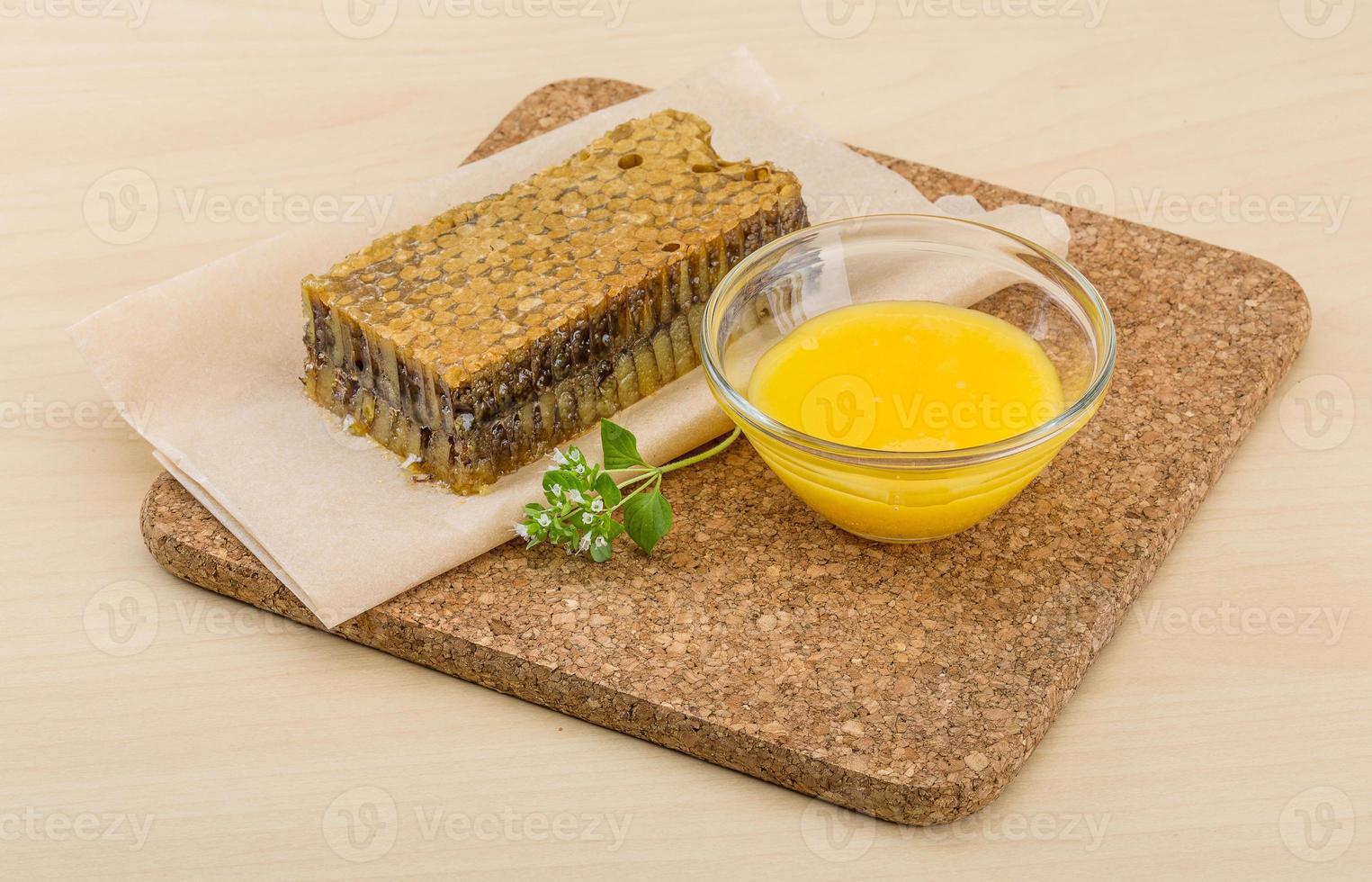 Honey with comb photo