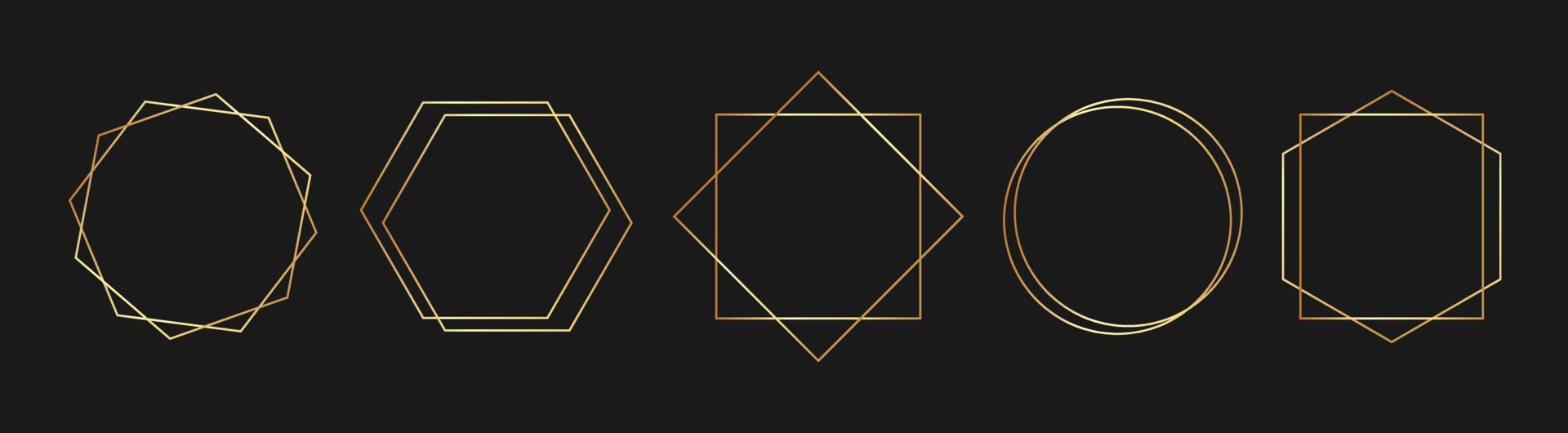 Abstract geometric thin line hexagon trendy borders vector