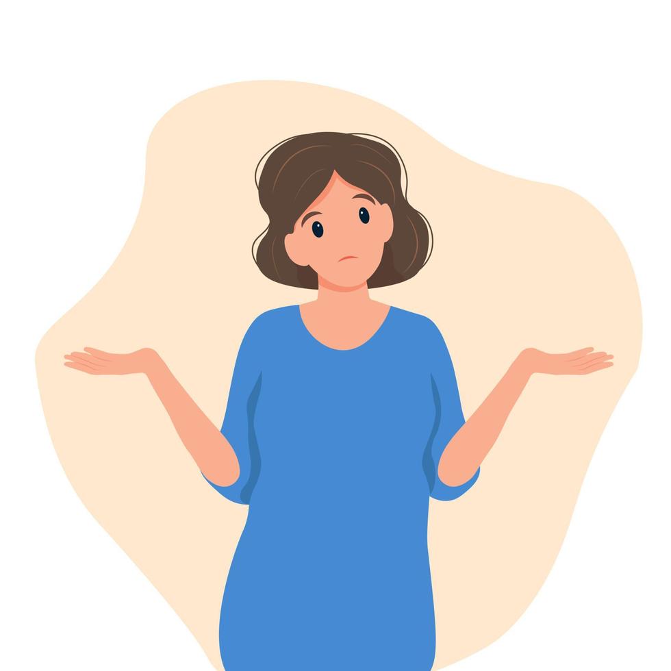 Woman shrugging with a curious expression vector