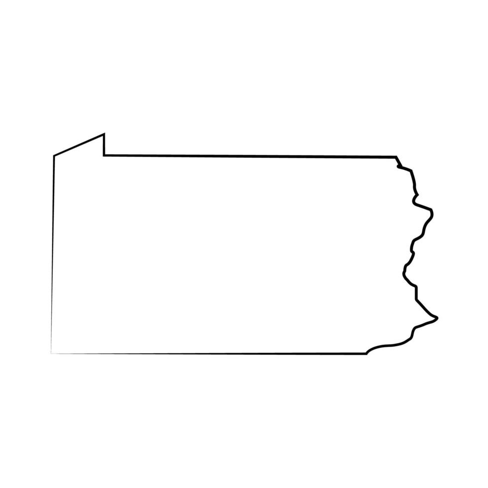 Mapa de Pensilvania sobre fondo blanco. vector