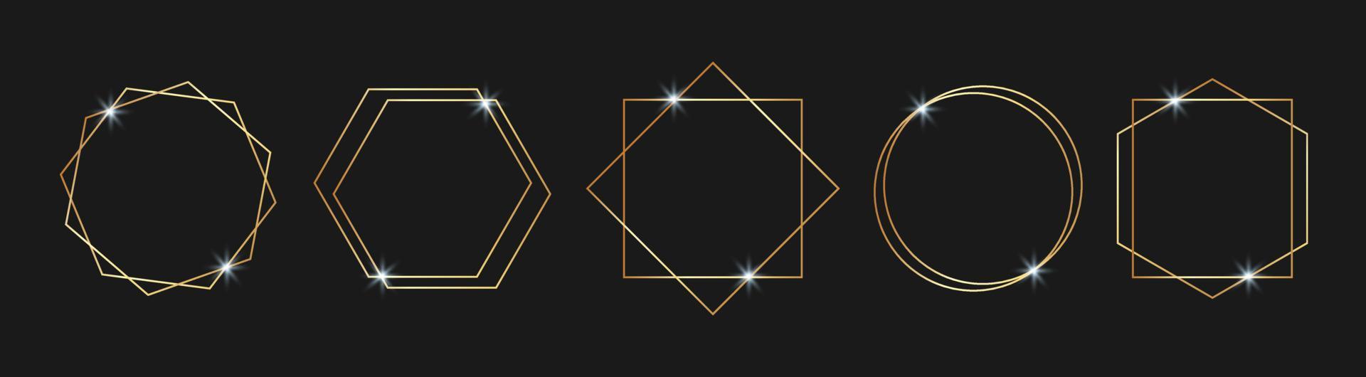Abstract geometric thin line hexagon trendy borders vector