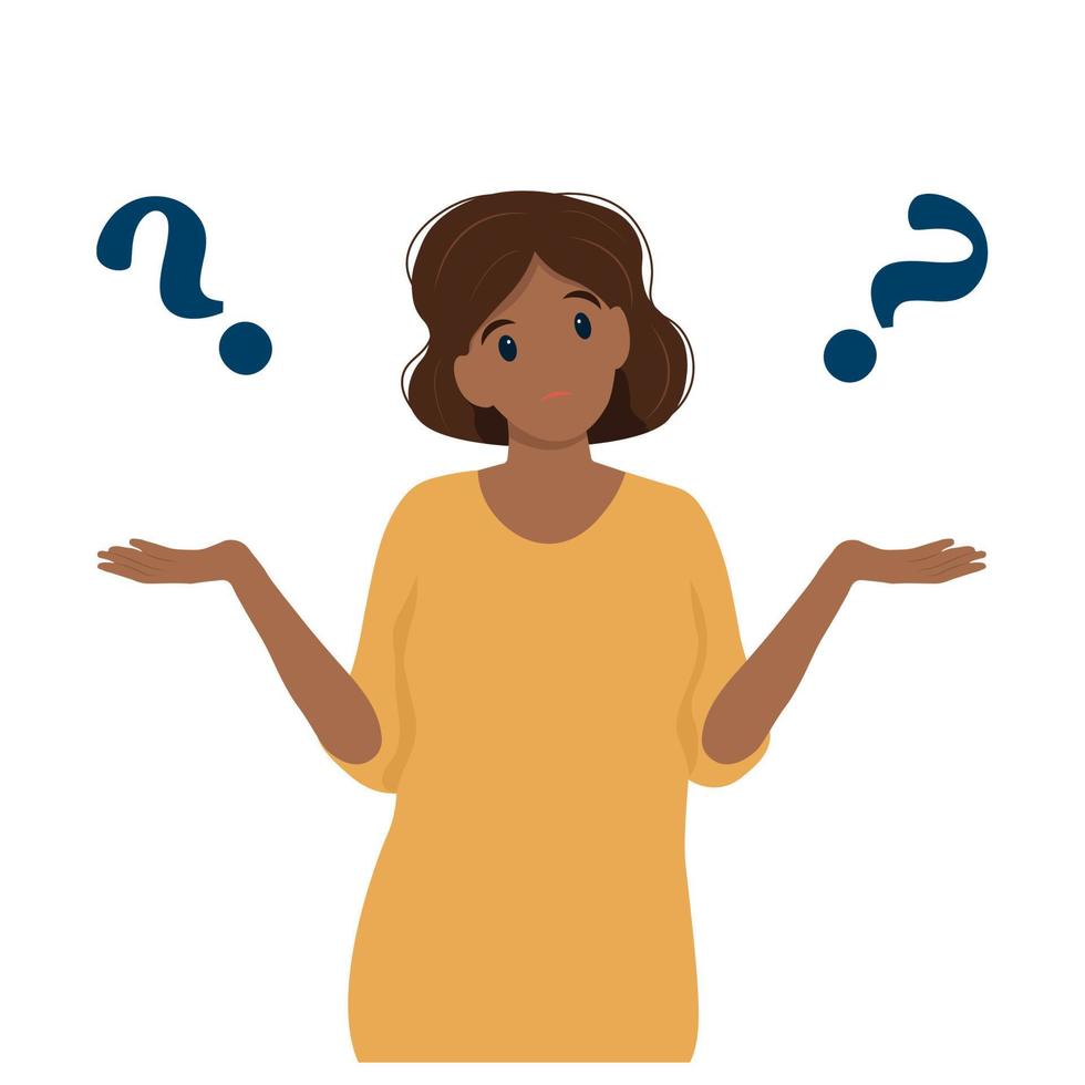 Black woman in perplexity. vector