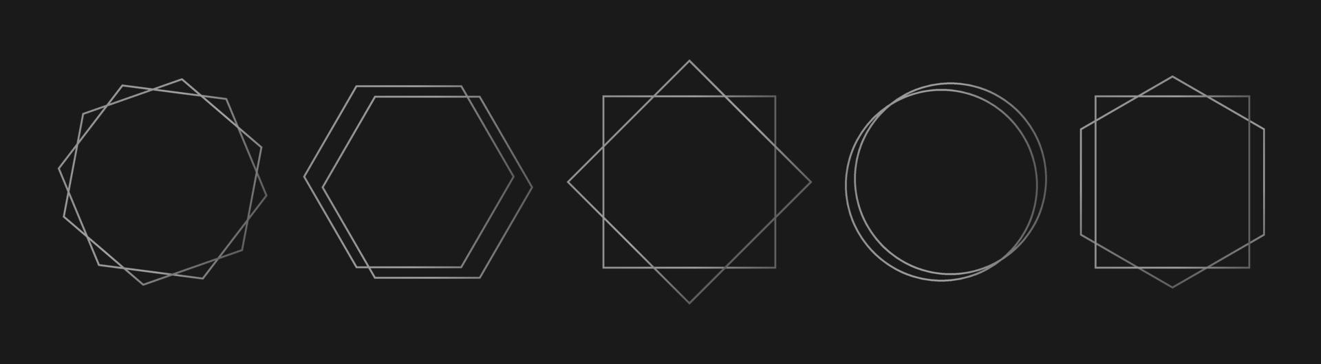 Abstract geometric thin line hexagon trendy silver borders vector