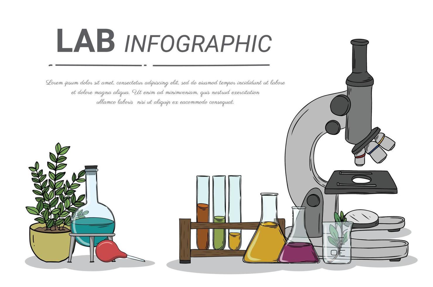 investigación de laboratorio con el concepto de ilustración de vector de tubo de vidrio de ciencia est.