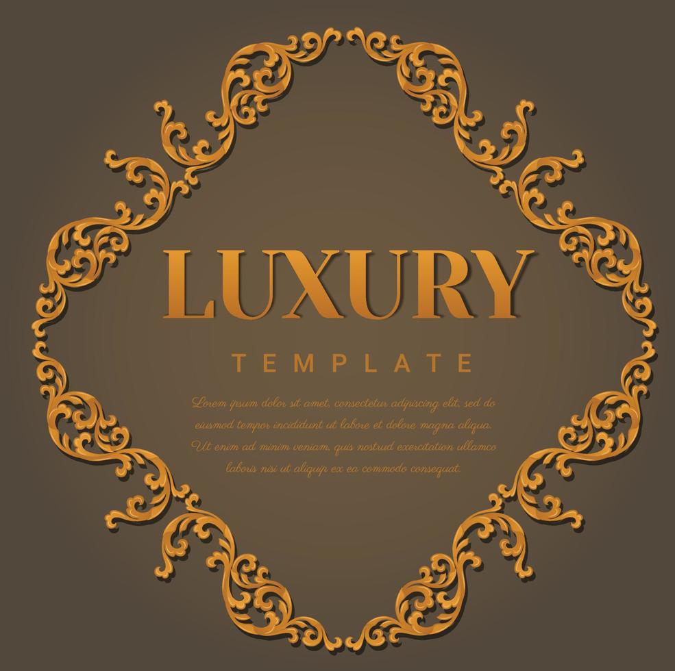 Golden outline vintage frame for invitations and greeting cards. vector