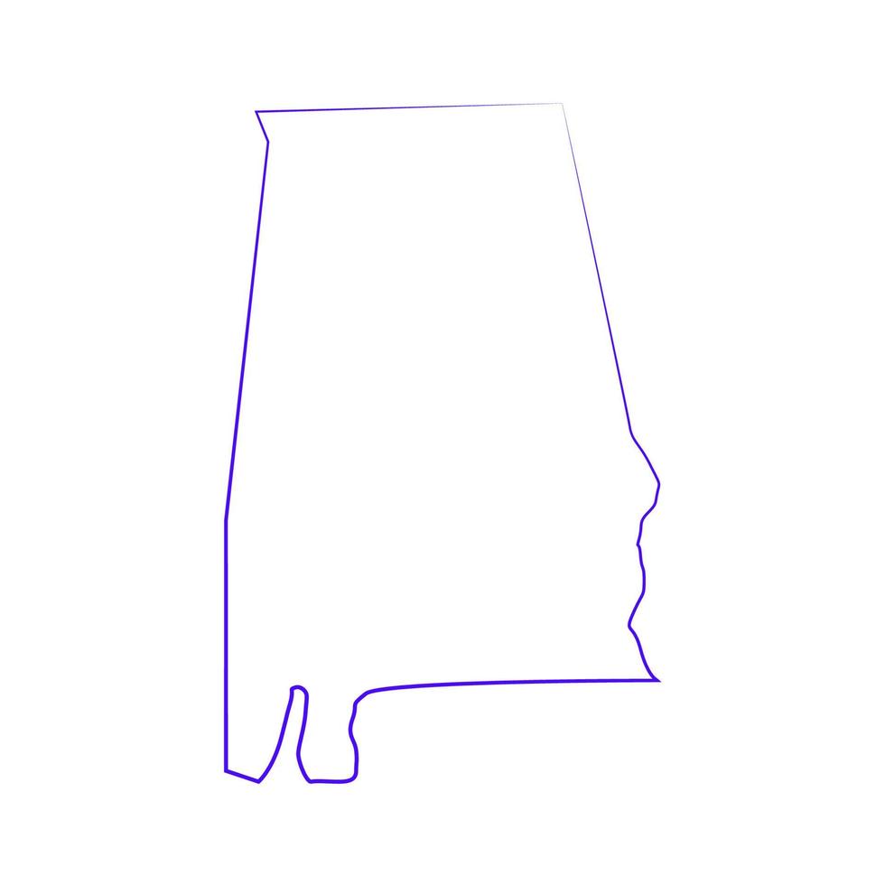 Mapa de Alabama sobre fondo blanco. vector