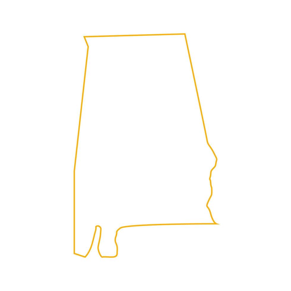 Mapa de Alabama sobre fondo blanco. vector