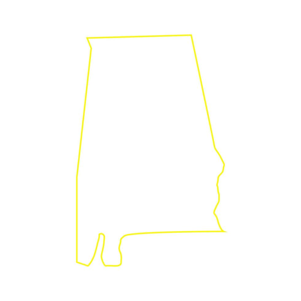 Mapa de Alabama sobre fondo blanco. vector