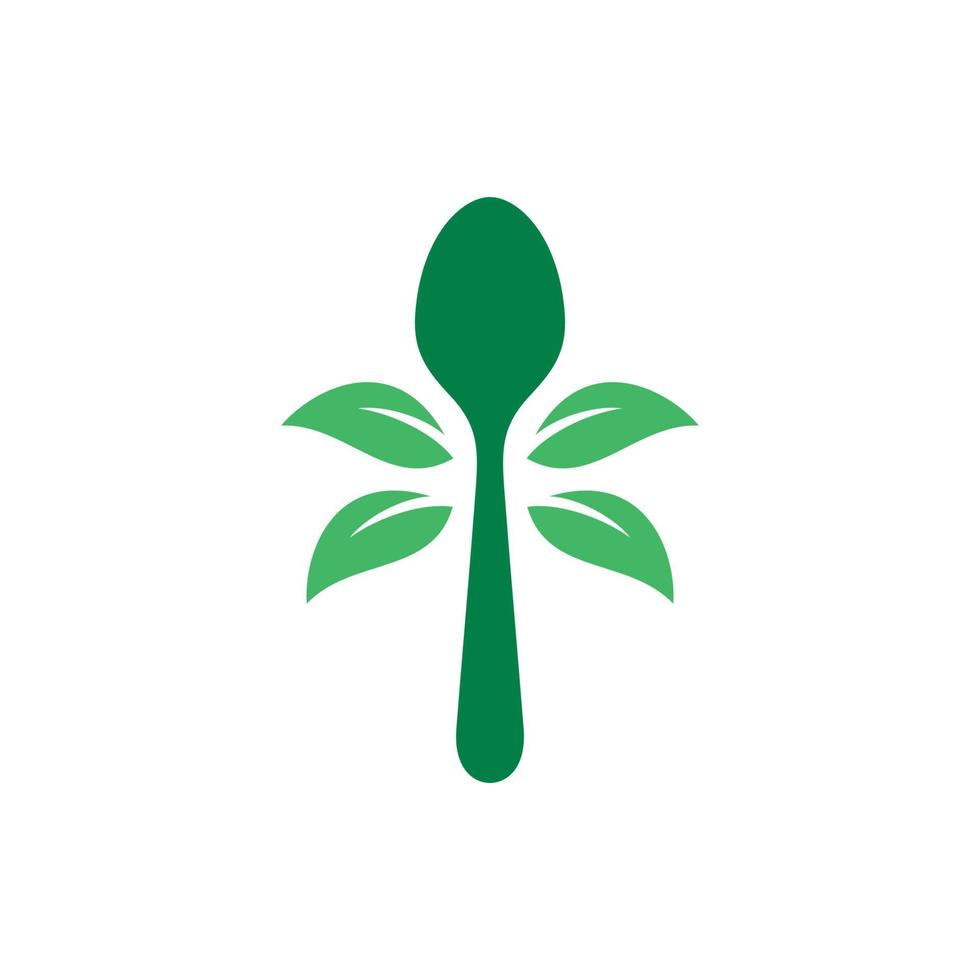 Vector graphic of spoon leaf logo design template