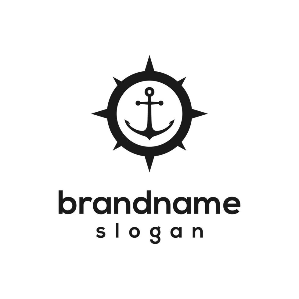 Vector graphic of compass combined with anchor logo design template