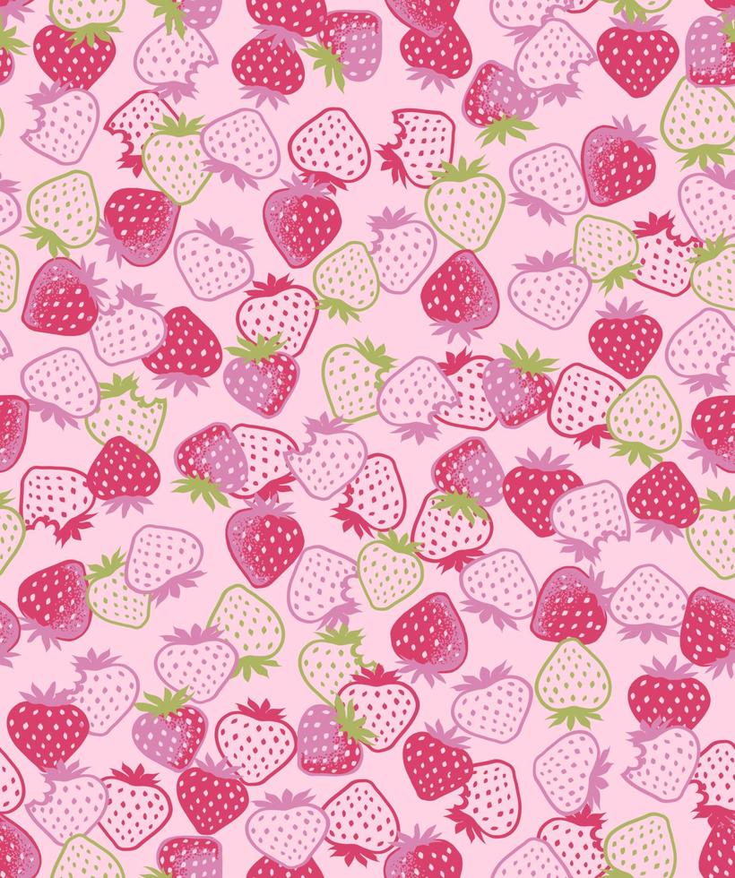 Fresh strawberries seamless repeat pattern vector