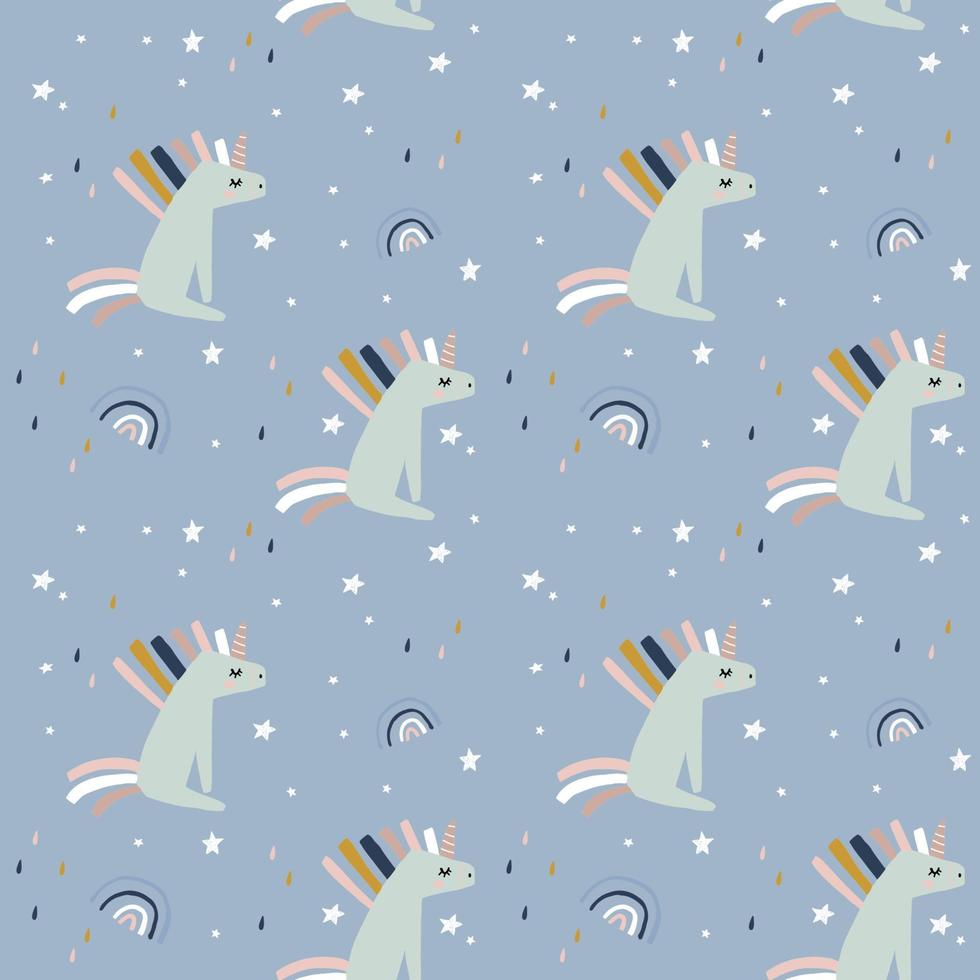 Cartoon unicorn seamless pattern for kids vector