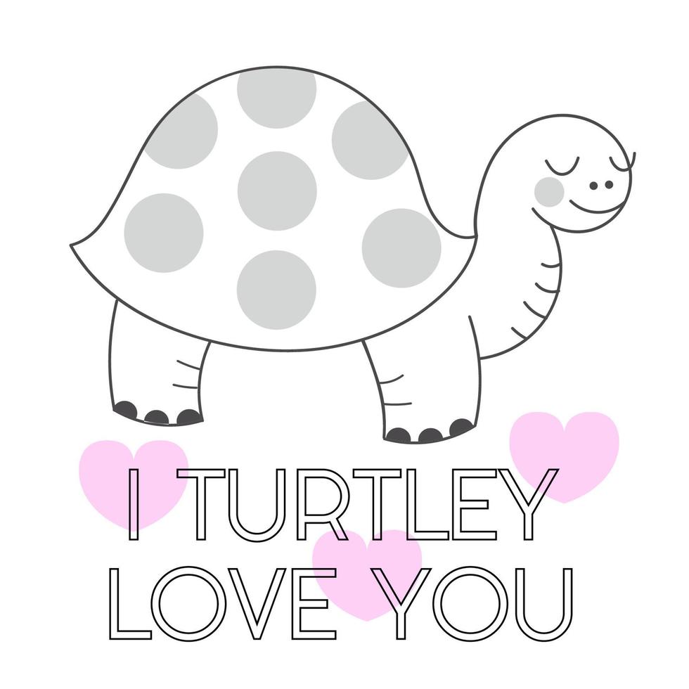 Turtle Valentine's day pun graphic icon vector