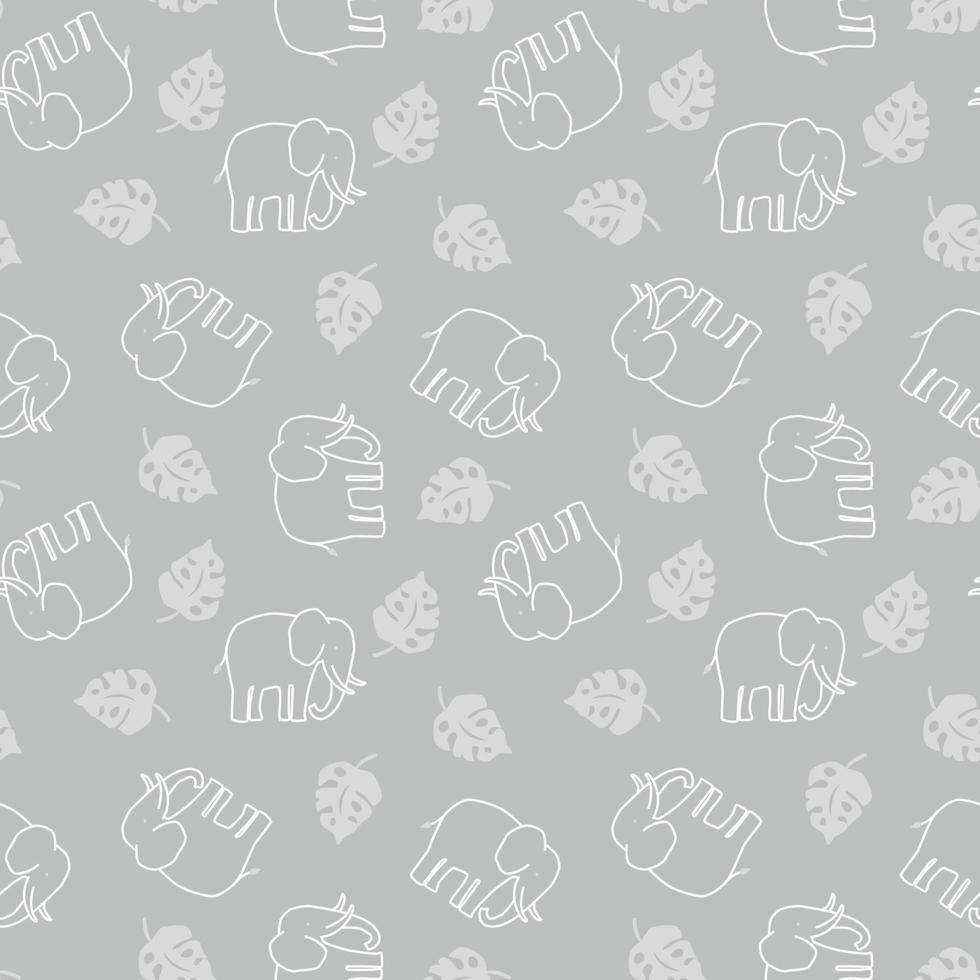 Cartoon elephant seamless repeat pattern vector