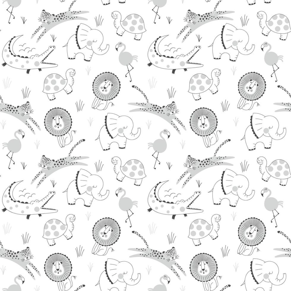 Animals repeat seamless pattern print vector